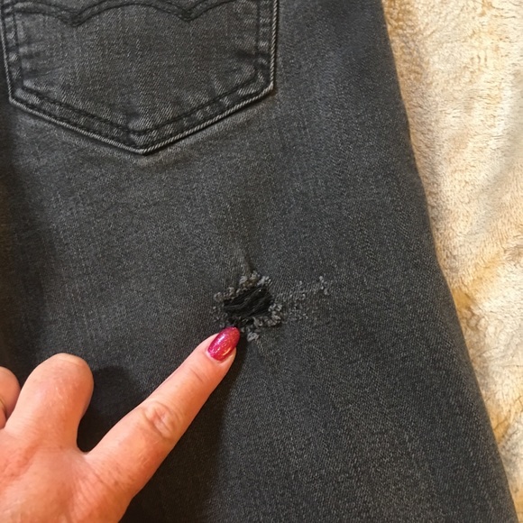 American Eagle black gray jeans HOLE Size 30x32 - Picture 10 of 11